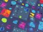 Preview: Patchworkstoff Windham Fabrics Presents dunkelblau mit leuchtenden Karos und Kreisen Detailansicht